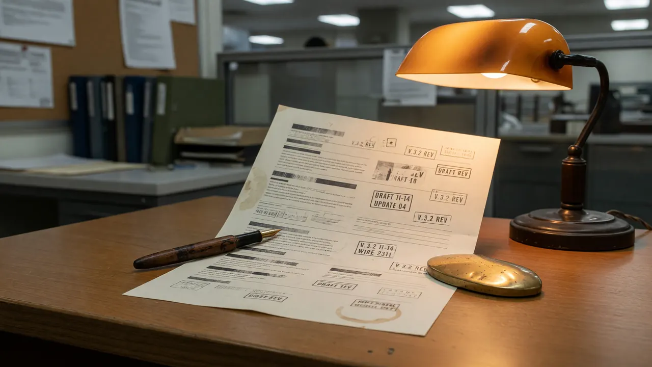 Editorial photograph of an editorial desk with a printed MOBA patch 7.4 wire release summary